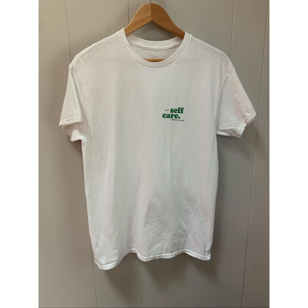 Mac Miller Self Care Swimming T-Shirt White Green Graphic Mens Merch Tee Medium